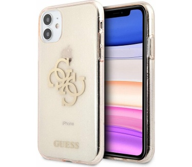 Guess 4G Logo Glitter TPU Cover - Apple iPhone 11 (6.1") - Goud Goud