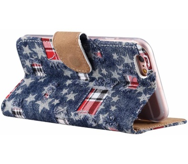Spijkerbroek print lederen Bookcase hoesje voor de Apple iPhone 6 / 6S - Blauw (Apple iPhone 6 / 6S) Blauw