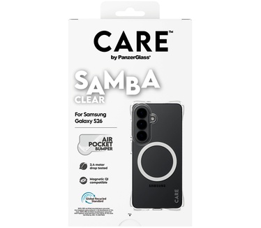 PanzerGlass CARE™ by PanzerGlass® Samba Case Transparent w. White Qi Samsung Galaxy S26