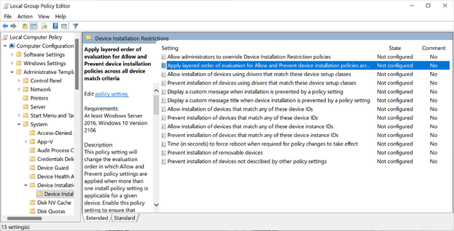 Windows layered group policies