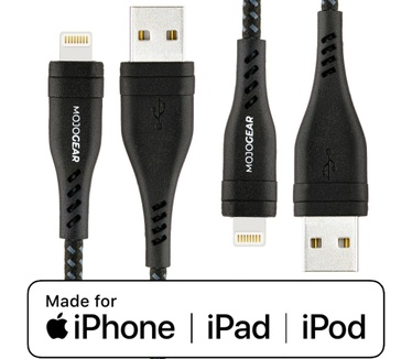 Mojogear 2x Apple Lightning naar USB kabel Extra Sterk [DUOPACK] Grijs, Zwart