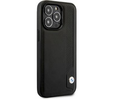 BMW Leather Blue Dots Back Case Apple iPhone 14 Pro (6.1") Zwart Zwart
