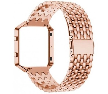 qMust Metalen armband Hyve voor Fitbit Blaze met frame - Rose Goud