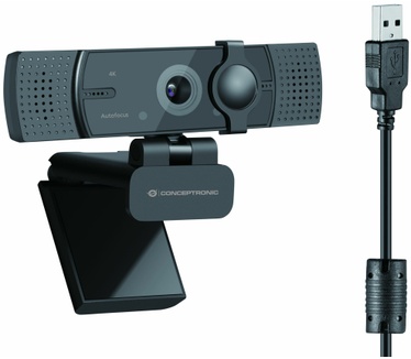 Conceptronic AMDIS08B 4K Ultra HD Autofocus Wide Angle Webcam with Dual Microphone