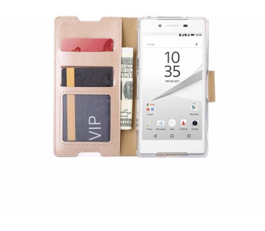 Luxe Lederen Bookcase hoesje voor de Sony Xperia Z5 - Goud (Sony Xperia Z5) Goud