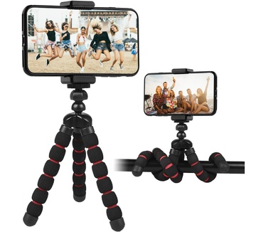 Mojogear Flexibel mini-statief met schuimrubber poten Zwart/Rood