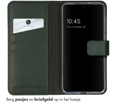 Selencia Echt Lederen Bookcase Samsung Galaxy S23 - Groen