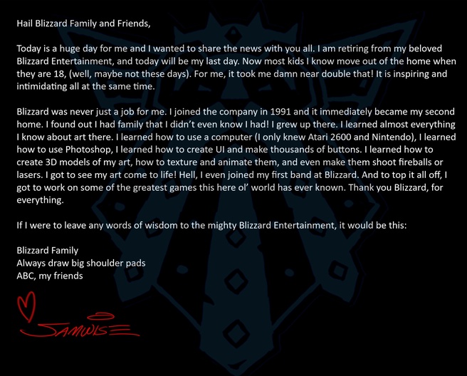 Samwise Didier vertrekt bij Blizzard en gaat met pensioen