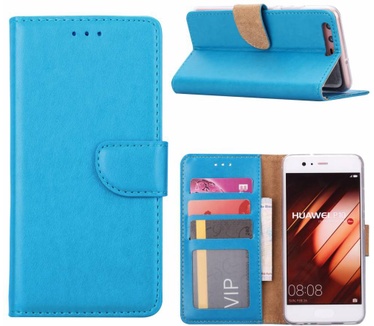 Luxe Lederen Bookcase hoesje voor de Huawei P10 - Blauw (Huawei P10) Blauw