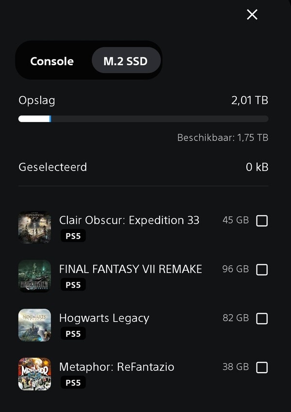 PlayStation PS App - Opslag M.2 SSD