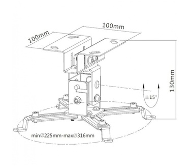 Techly Projector Ceiling Support Extension 130mm Silver ICA-PM 2S