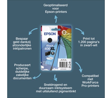 Epson Singlepack Zwart 406XL Paraplu DURABrite Ultra-inkt