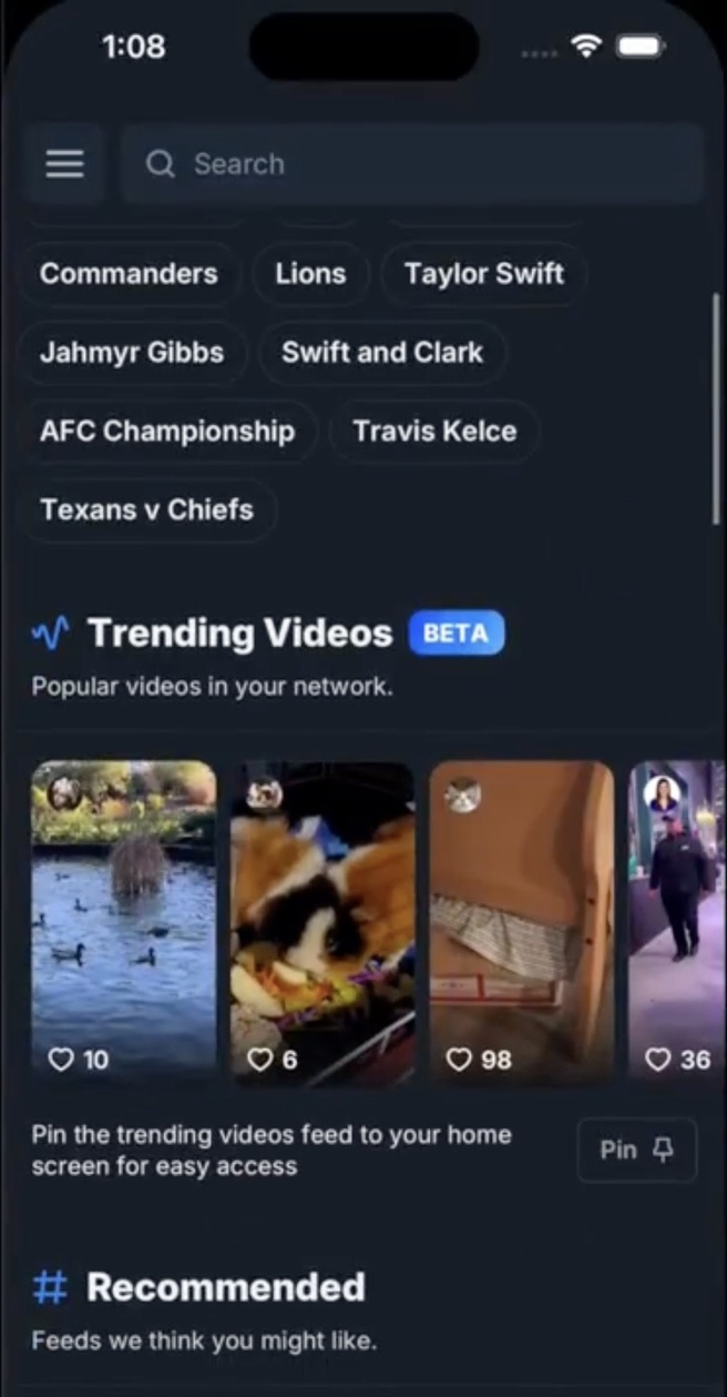 Verwijzing naar videofeed in Bluesky. Bron: Bluesky