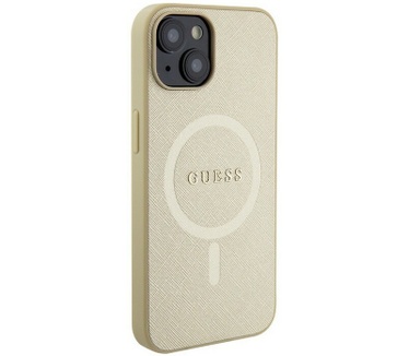 Guess Saffiano MagSafe Back Case - Apple iPhone 15 (6.1") - Goud Goud