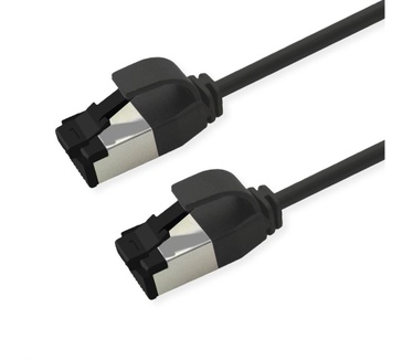 Roline S/FTP (PiMF-) patchkabel Cat.8 (Klasse I), LSOH, extra dun, zwart, 2 m