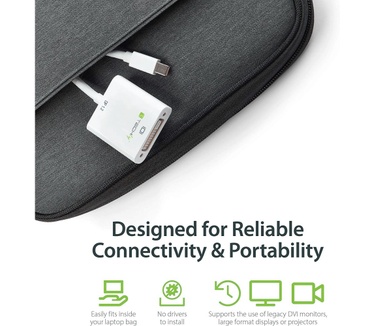 Techly Mini DisplayPort (Thunderbolt) 1.2 / DVI 15cm White IADAP MDP-DVIF12 Wit