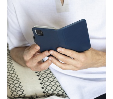 Selencia Echt Lederen Bookcase Samsung Galaxy S21 Plus - Blauw