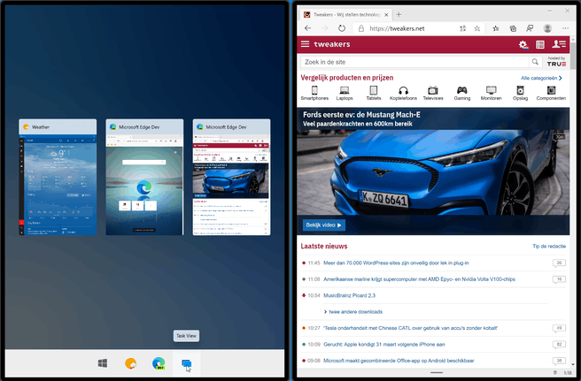Windows 10X Edge Task View