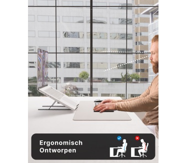 Voomy Office Laptop Standaard Verstelbaar - Ergonomische Stand - Aluminium - Zwart