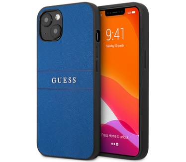 Guess Saffiano Hard Case - Apple iPhone 13 (6.1") - Blauw Blauw