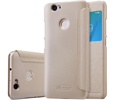 Nillkin New Sparkle S-View Book Case voor Huawei Nova - Goud Goud