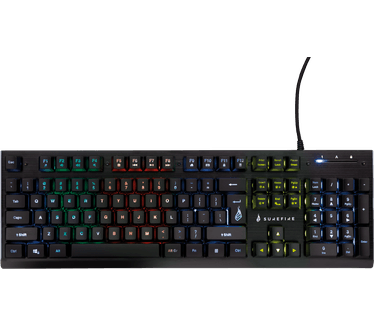 SureFire KingPin X2, Volledige grootte (100%), USB, Membraan keyswitch, QWERTY, RGB LED, Zwart, Metallic