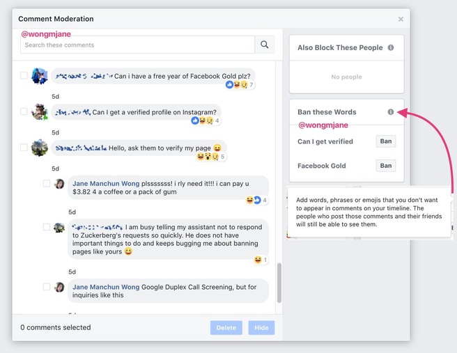 Facebook blokkeren woorden op tijdlijn
