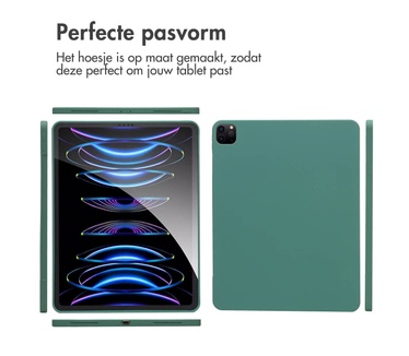 Accezz Liquid Silicone Backcover met penhouder iPad Pro 12.9 (2020 - 2022) - Donkergroen