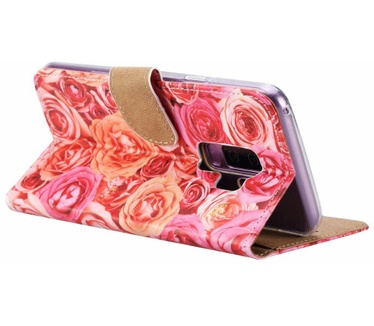Rozen print lederen Bookcase hoesje voor de Samsung Galaxy S9 Plus - Roze (Samsung Galaxy S9 Plus) Roze