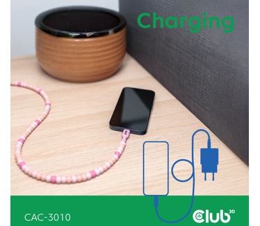 Club 3D CLUB3D USB-C® Beaded Kabel Roze Roze