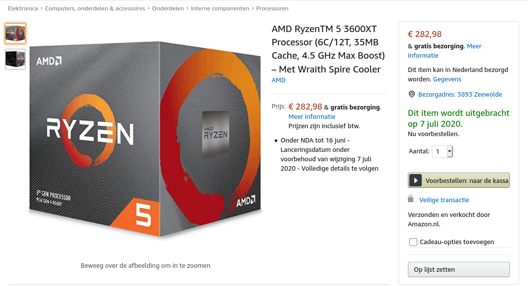 Amazon Zet Prijzen En Releasedata Van Ryzen 9 3900xt En Ryzen 5 3600xt Online Computer Nieuws Tweakers