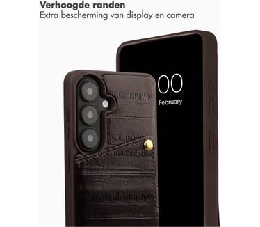 Selencia Nova Real Leather Backcover met Koord en Pashouder Samsung Galaxy S26 - Dark Chocolate