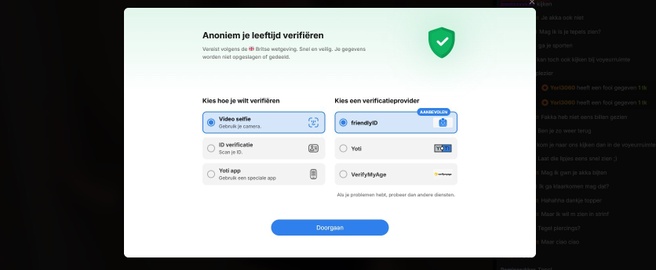 Stripchat-leeftijdscontrole