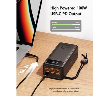 VEGER powerbank 56000 mAh PD QC3.0 5A 130W Tank Boost (W5001C) black