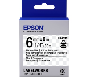 Epson Transparent Tape- LK-2TBN Clear Blk/Clear 6/9