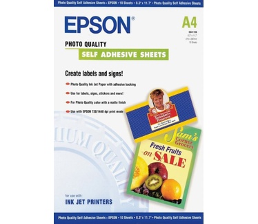 Epson Self-Adhesive Photo Paper - A4 - 10 Vellen
