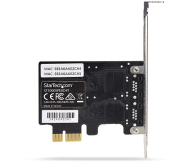 Startech.com 2-Port Gigabit PCIe Ethernet Adapter Kaart, 1Gbps PCIe Netwerkkaart, 10/100/1000Mbps PCI Express NIC, Dual Realtek RTL8111H, Windows en Linux, TAA
