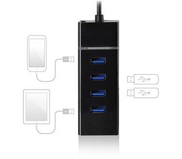 Ewent EW1137 4-Poorts USB 3.1 Gen1 (USB 3.0) Hub Type-C