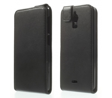 Kees Lederlook Flip Hoesje Wiko Wax - Zwart