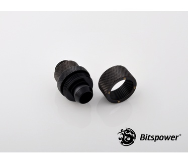 Bitspower Matt Black Rotary Compression Fitting G1/4" CC3 V2 For ID 3/8" OD 5/8" Tube, Draad lengte 5mm, draad aansluiting G1/4"