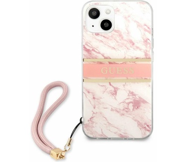Guess Marble Stripe Back Case - Apple iPhone 13 (6.1") - Roze Roze