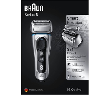 Braun Series 8 8330s Volgende Generatie Elektrisch Scheerapparaat, Stoffen Etui, Zilver
