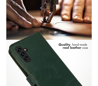 Selencia Echt Lederen Bookcase Samsung Galaxy A13 (5G) / A04s - Groen