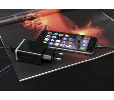 Mobiparts Wall Charger Dual USB 4.8A + Lightning Cable Black