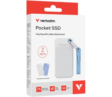Verbatim Pocket SSD - Zomereditie Wit met 2 rubberen hoezen (wit & lichtblauw) - 2TB