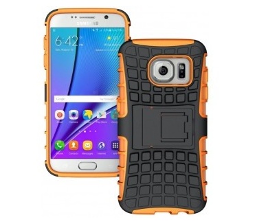qMust Samsung Galaxy S7 Rugged Hybrid Case - Dual Protection - Orange
