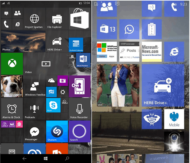 screenshot windows 10 mobile 10070 10052