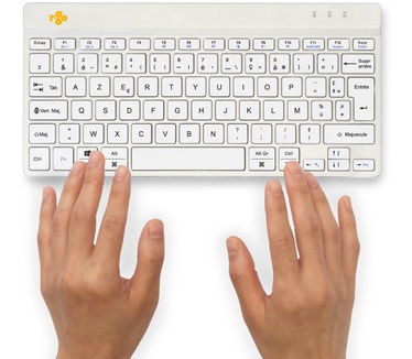 R-Go Tools Ergonomisch toetsenbord R-Go Compact Break, compact toetsenbord met pauzesoftware, AZERTY (FR), Bluetooth, wit