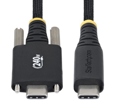 Startech.com 2m USB-C Laadkabel met Zijschroefvergrendeling, 240W (5A) PD EPR, Siliconen Mantel met Gevlochten Nylon, USB 2.0 Laptop Oplaadkabel, USB-IF Gecertificeerd, Robuuste USB-C Laadkabel
