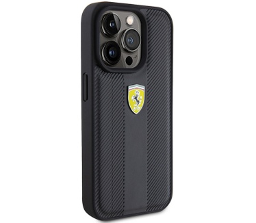 Ferrari Hot Stamp Groove Back Case - iPhone 15 Pro (6.1") - Zwart Zwart